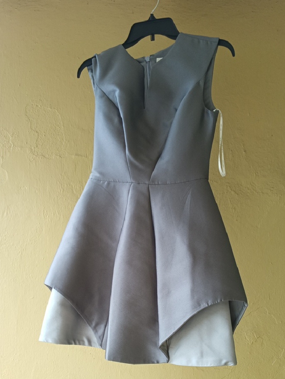 Halston Heritage Silver-Gray Sleeveless High-Low Dress